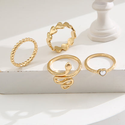 New Metal Snake Ring Creative 4-piece Set