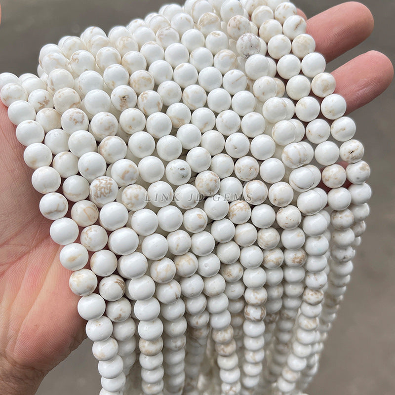 Natural white magnesite round beads turquoise loose beads