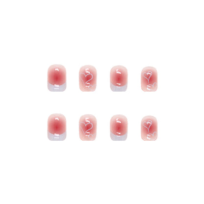 Short Pink Transparent Heart Wearable Nail