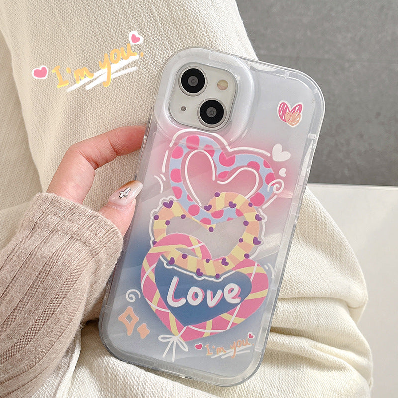 Apple 15 Pro Ins Wave Graffiti Heart iPhone XS/12 Shockproof Soft Case