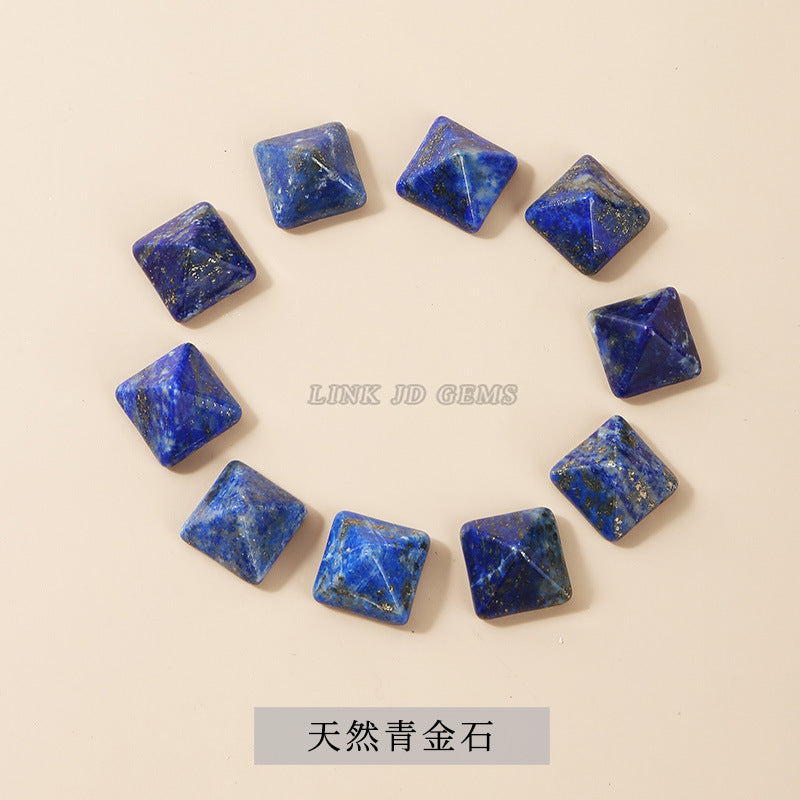 Natural stone crystal pyramid ring loose beads