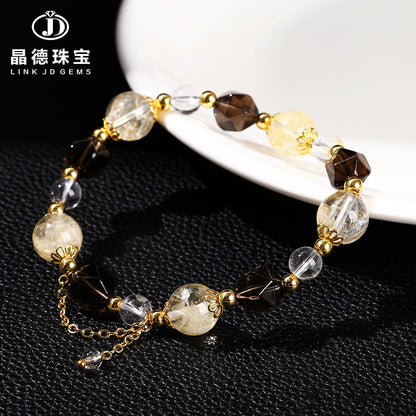 Natural citrine ice obsidian beaded bracelet