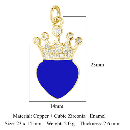 Feather dripping oil crown love copper zircon pendant