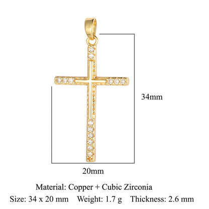 Cross Copper Micro-Inlaid Zirconia Pendant