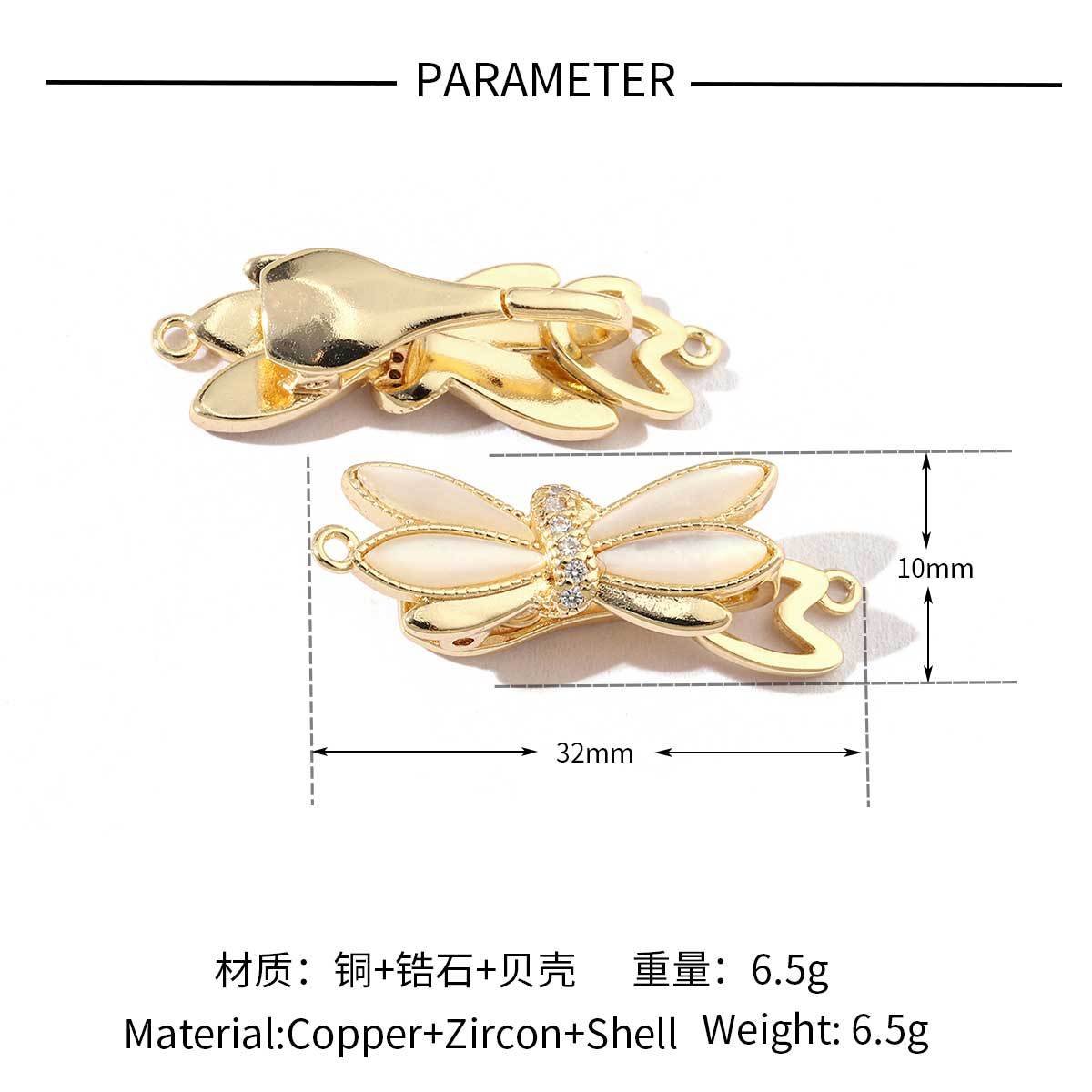 Flower shell copper zircon removable universal buckle