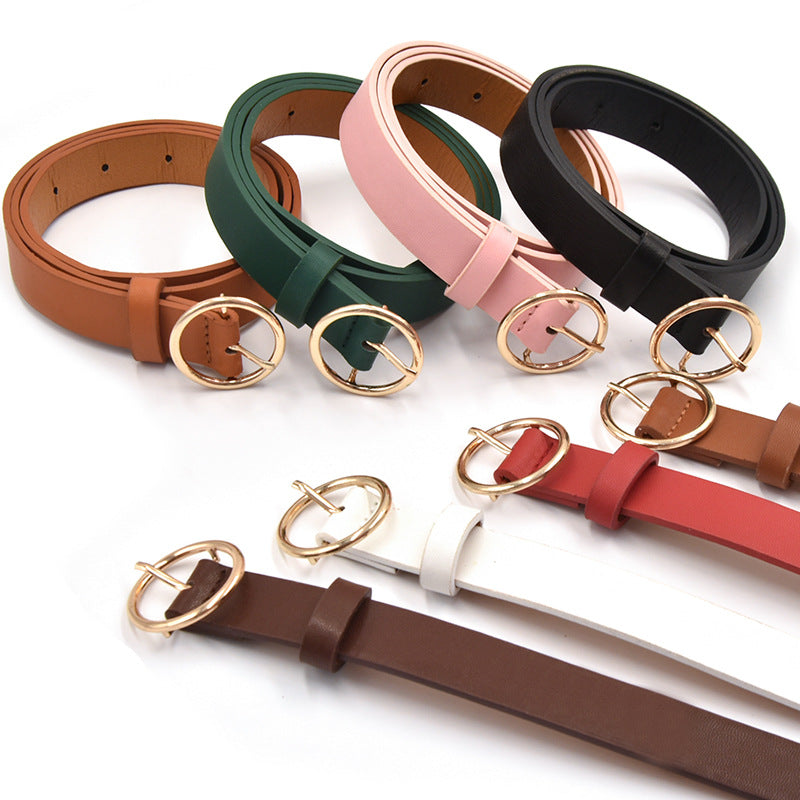 Women's Alloy Round Buckle Belt Versatile