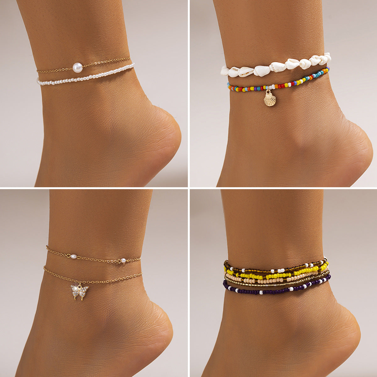 Metal versatile rice bead anklet