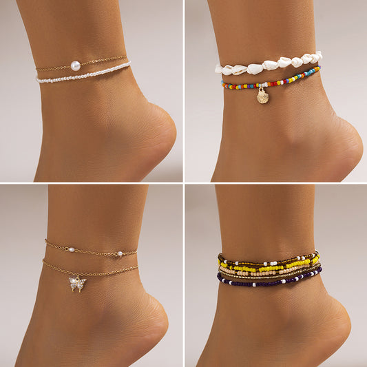 Metal versatile rice bead anklet