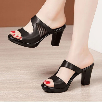 High-heeled fish-mouth sandals