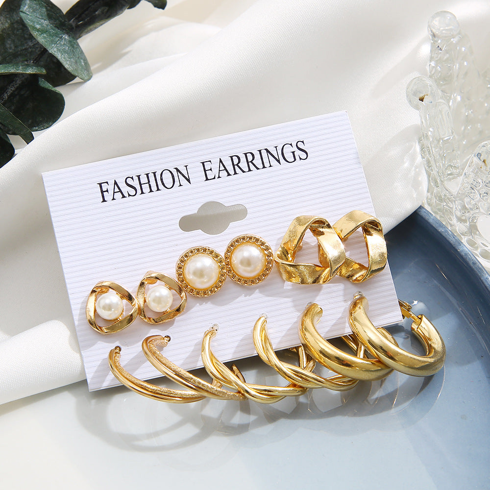 High-end earring set 6-piece set