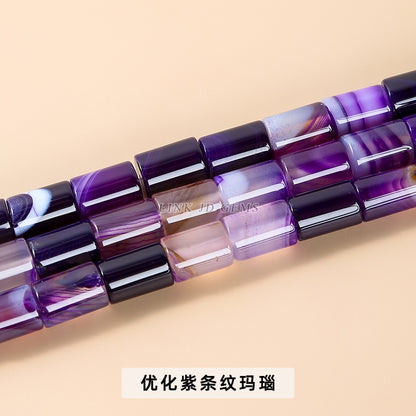 8 * 12Mm striped agate cylindrical tubular loose beads