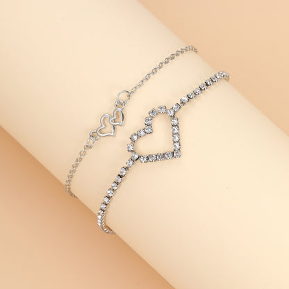 Double layer double heart anklet wholesale