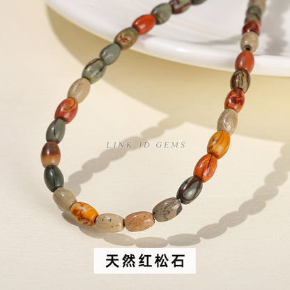 4X6mm natural Shoushan stone rice beads loose beads