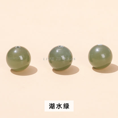 8Mm natural clear water Hetian jade half-hole round beads