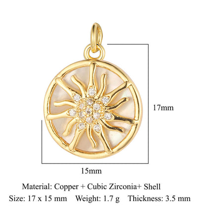 Copper zircon pendant, love shell pendant.