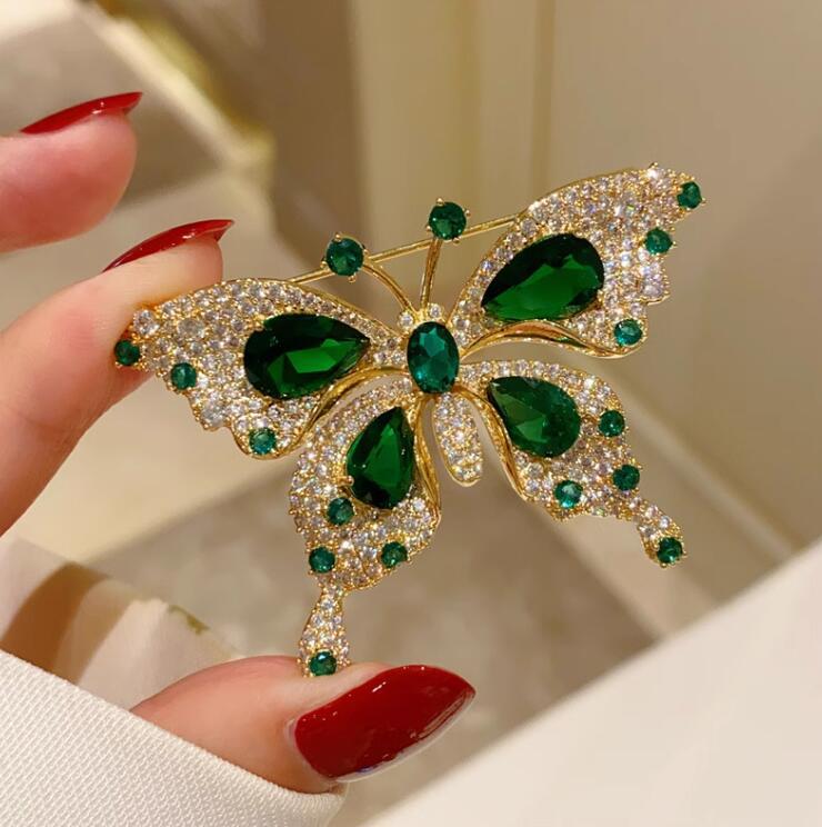 Emerald Temperament Butterfly Brooch