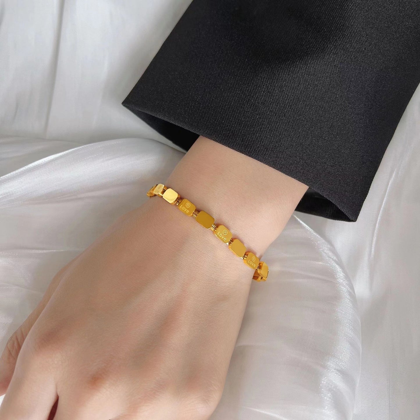 Gold Letter Square Bracelet