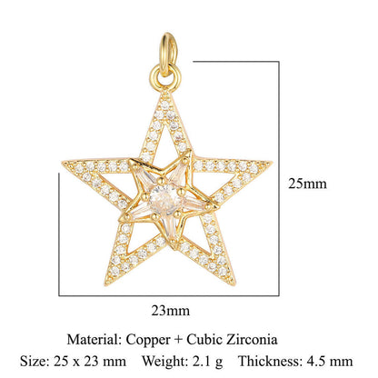 Pentagram copper zircon jewelry accessories pendant