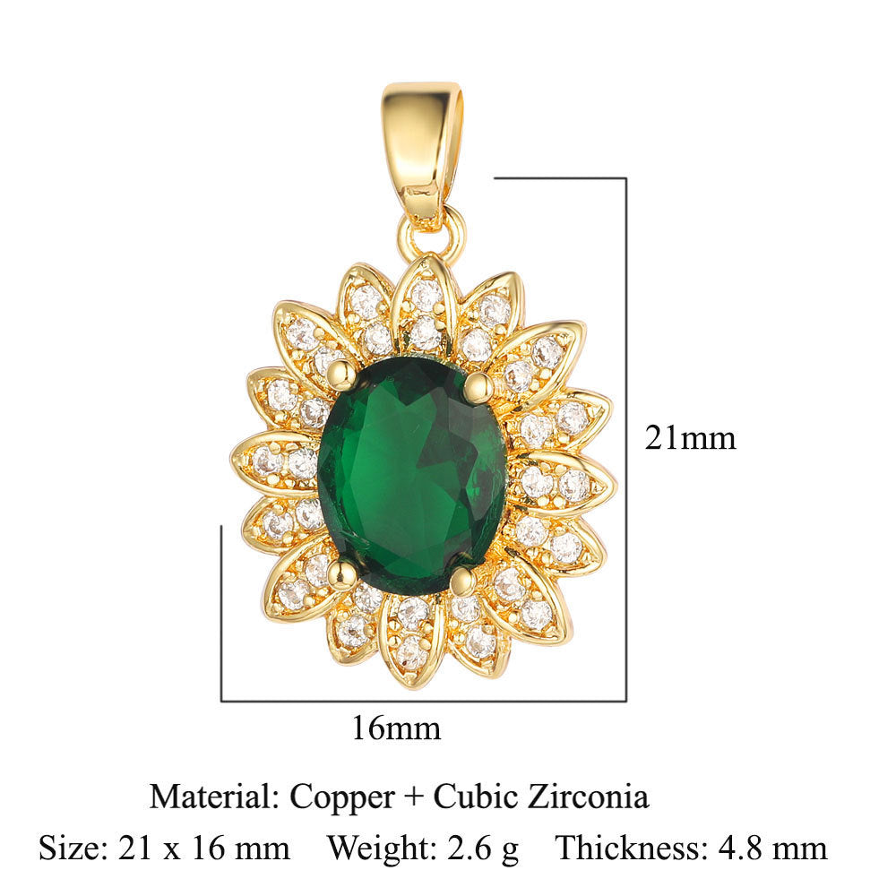 Zircon copper Color zirconium copper micro-inlaid necklace pendant