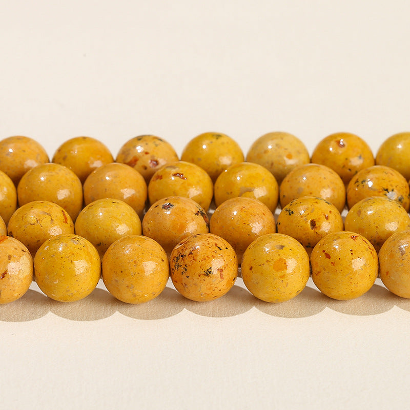 Natural stone loose beads yellow grass stone round beads yellow jade