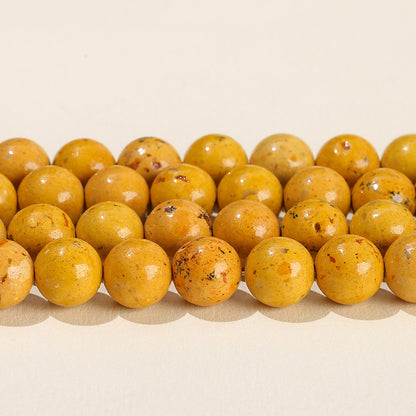 Natural stone loose beads yellow grass stone round beads yellow jade