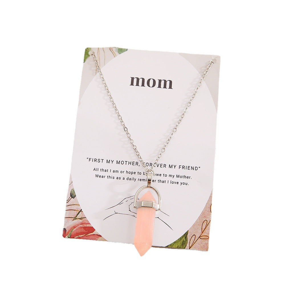 Women's crystal hexagonal column pendant necklace