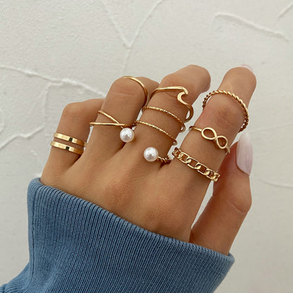 Alloy 10-piece ring set gold