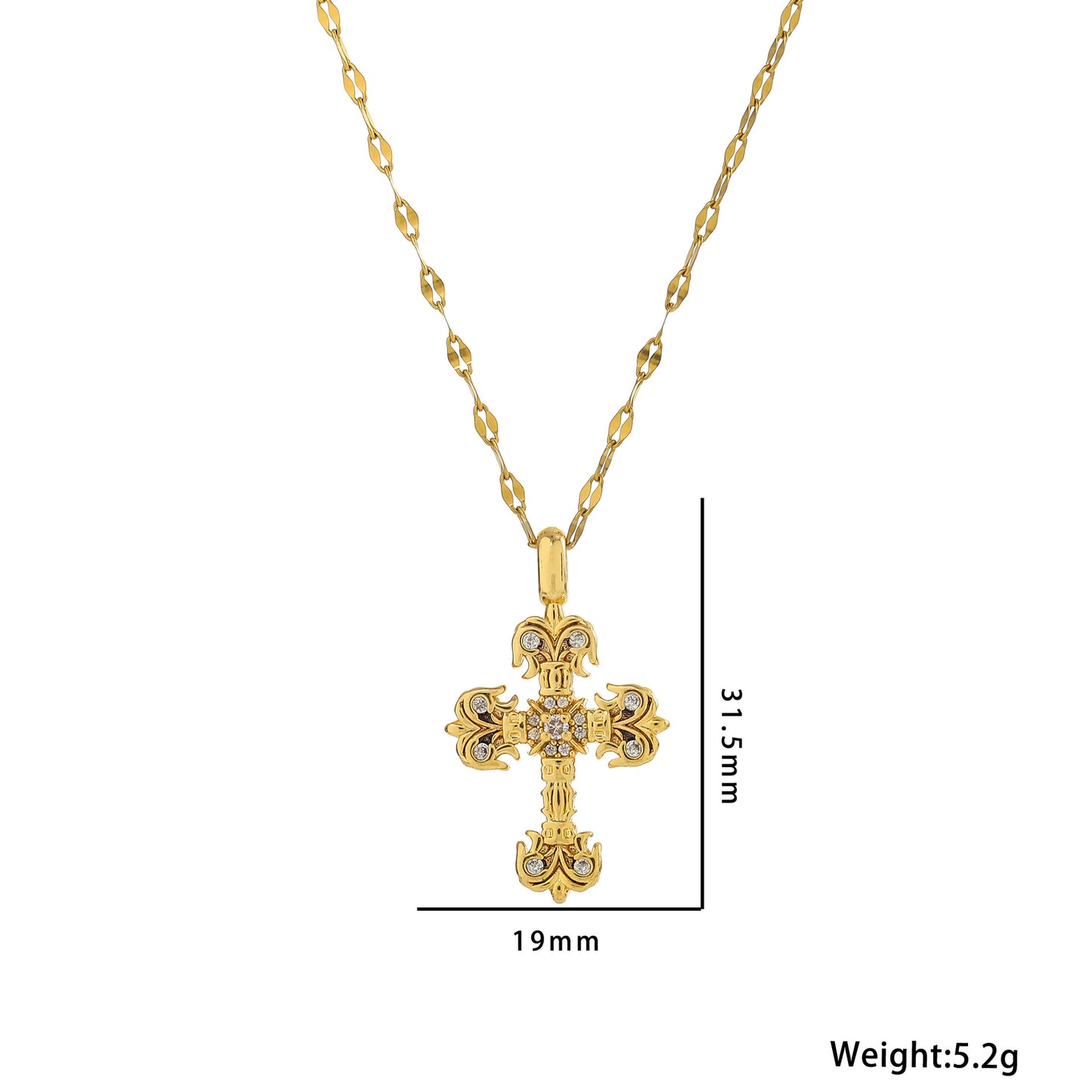 Hot-selling zircon inlaid cross necklace, titanium steel