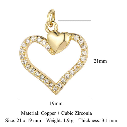 Crown peach heart colorful love copper zircon pendant