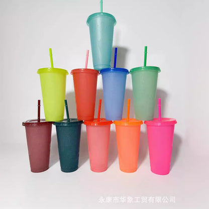 Temperature-sensitive cold glitter color-changing cup 710ml