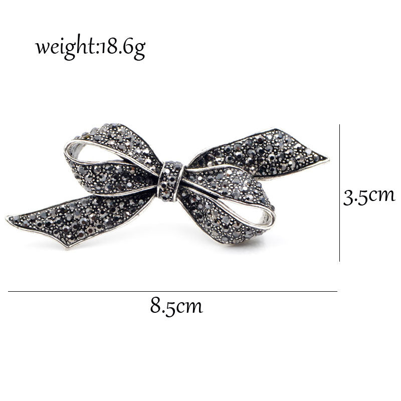 Black Bow Brooch with Diamonds