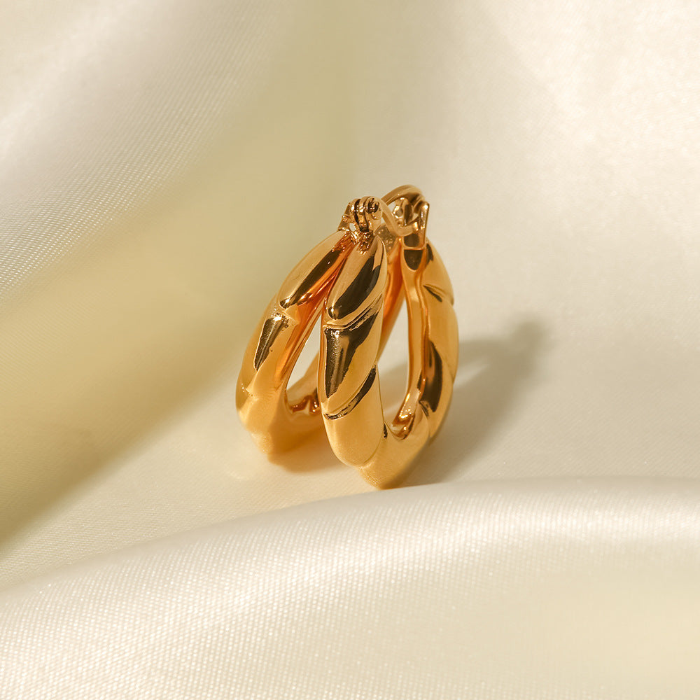 Irregular smooth 18k gold-plated earrings