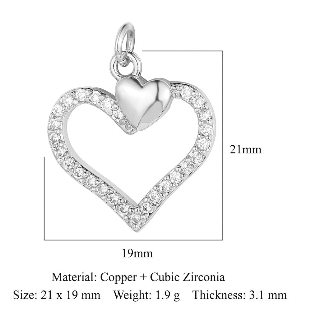 Crown peach heart colorful love copper zircon pendant