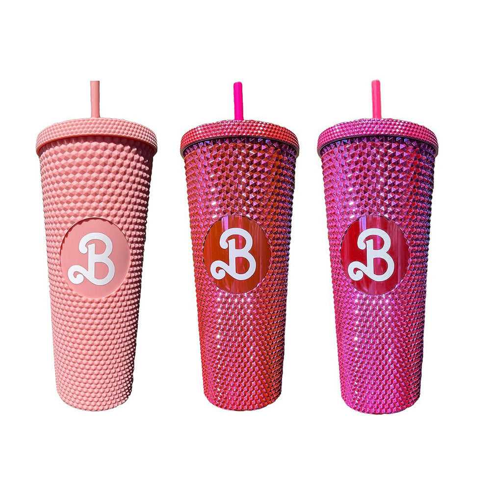 Double Plastic Straw Cup 710ml Diamond Cup