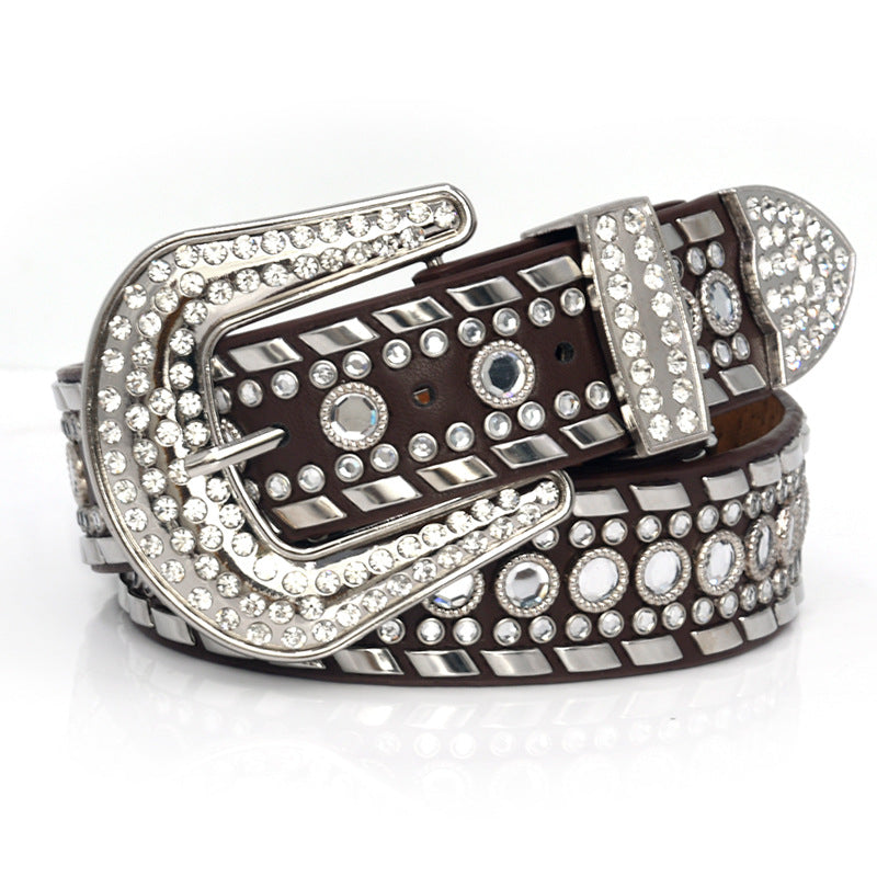 Belt rivet rhinestone inlay