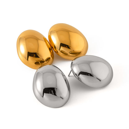 Exaggerated glossy round bean-shaped earrings