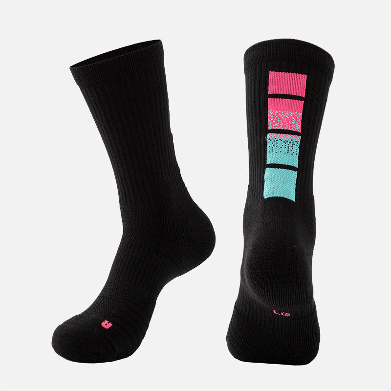 Adult Mid-Calf Gradient Basketball Socks Thick Sports Socks