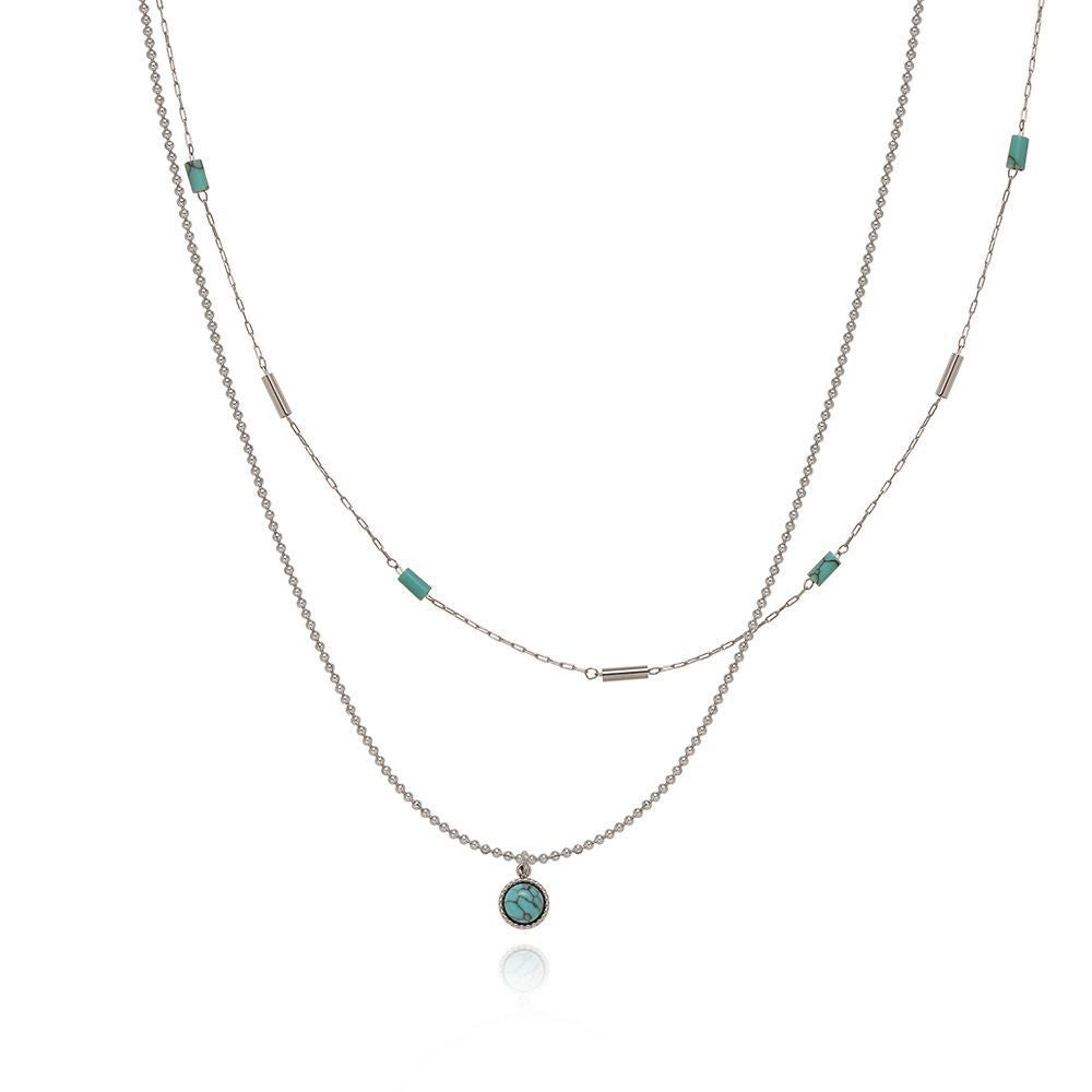 Imitation turquoise handmade necklace stacked