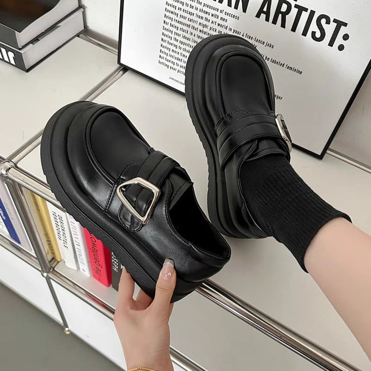 Muffin sole one-line buckle shoes