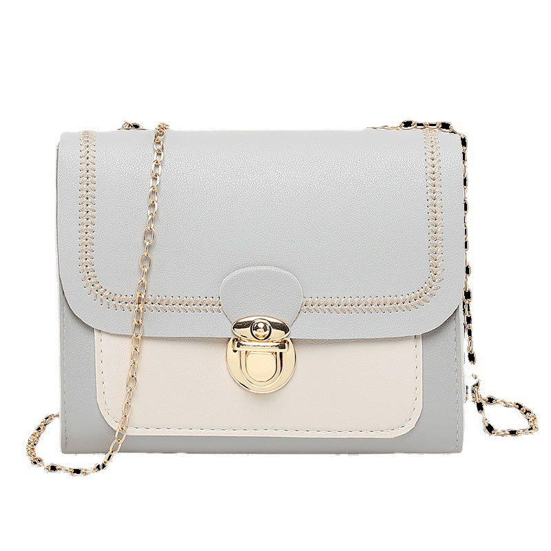 Contrasting color bag cover lock chain bag