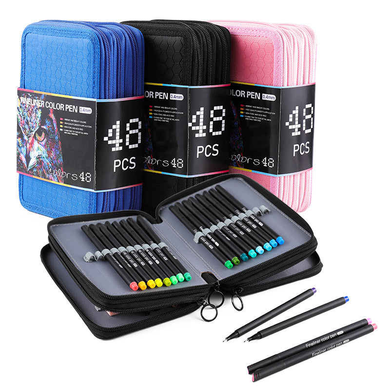 48 colors CD pack water soluble color pen needle pen set