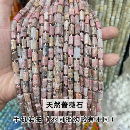 Natural stone crystal cut round tube beads loose beads