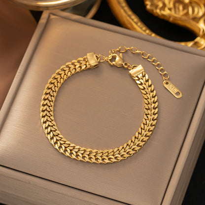 18K Gold Side Chain Titanium Steel Bracelet