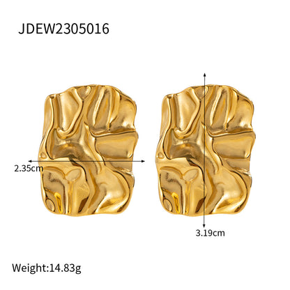 ins titanium steel square fold earrings