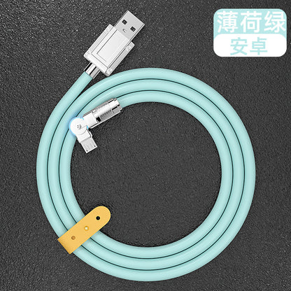 LED Rotating USB Cable for Type-C, 66W Fast Charge