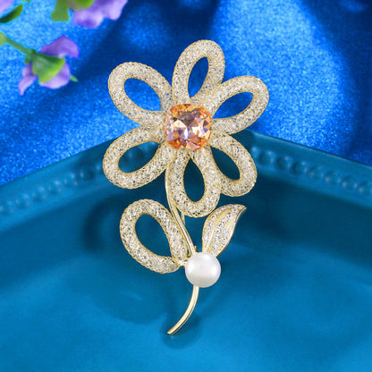 Crystal Flower Brooch Brooch Versatile