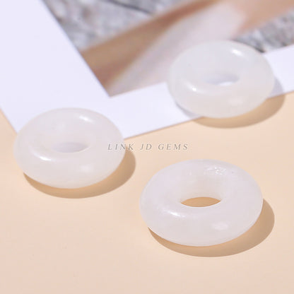 Natural Hetian white jade running ring accessories safety buckle pendant