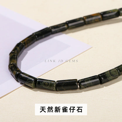 4 * 9 natural jade powder crystal round tube loose beads