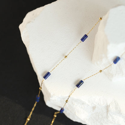 lapis lazuli pipe bead hand necklace