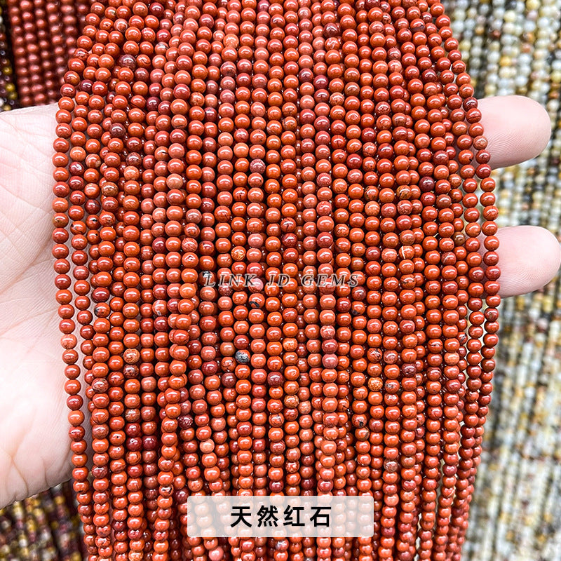 3Mm natural jade round beads garnet powder crystal loose beads